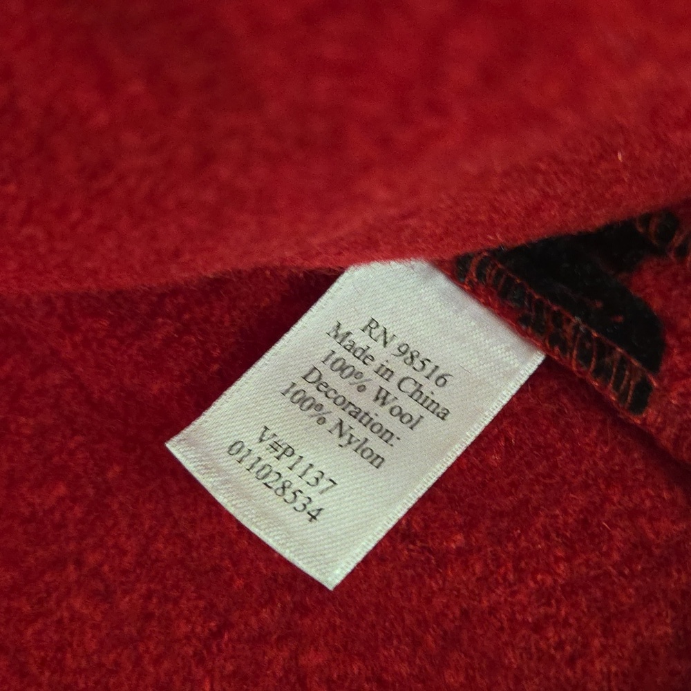 Coldwater Creek Red Jacket with Black Accents 100% Boiked Wool - Picture 5 of 6